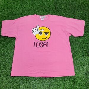 Vintage Y2K Loser Emoji Shirt 2XL 26x30 Pink